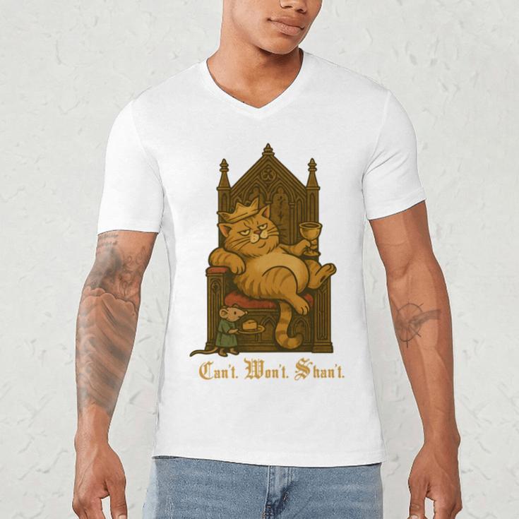 Medieval Cat Sarcastic Queen Lazy King Introvert Kitty Men's V-Neck T-Shirt Medieval Cat Sarcastic Queen Lazy King Introvert Kitty Men's V-Neck T-Shirt