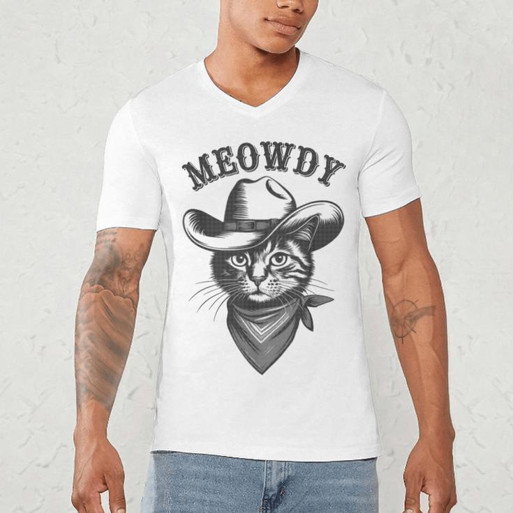 Meowdy Cat Cowboy Western Graphic Cat Lady Cat Dad Men's V-Neck T-Shirt Meowdy Cat Cowboy Western Graphic Cat Lady Cat Dad Men's V-Neck T-Shirt