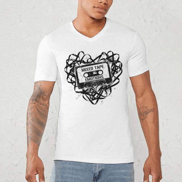Mixed Tape Emotions Music Lover Nostalgia Quote Premium Tri-Blend Men's V-Neck T-Shirt