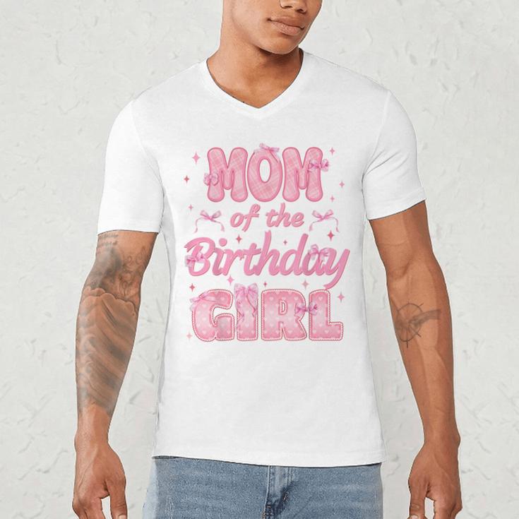 Mom And Dad Of The Birthday Girl Coquette Family Matching Men's V-Neck T-Shirt
