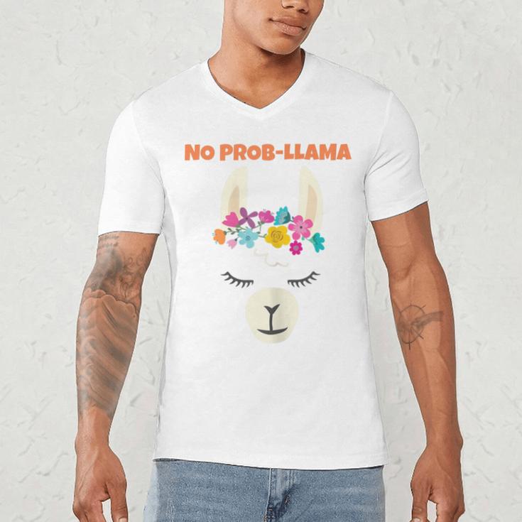 No Prob Llama Birthday Graduation Women Kids Girls Men's V-Neck T-Shirt