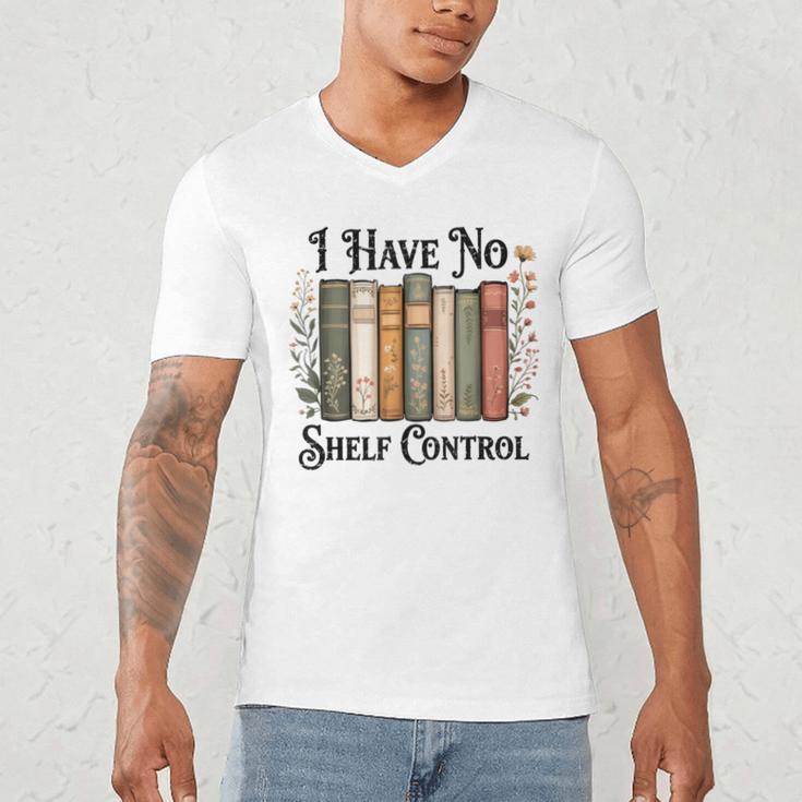 I Have No Shelf Control Flower Book Bookish Men's V-Neck T-Shirt