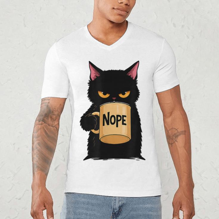 Nope Coffee Cat – Introvert Humor Monday Kitty Men's V-Neck T-Shirt Nope Coffee Cat – Introvert Humor Monday Kitty Men's V-Neck T-Shirt
