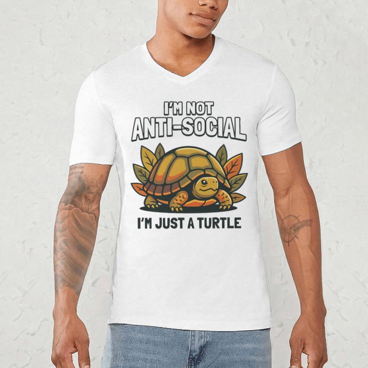 Not Anti Social Im Just A Turtle Sarcastic Introvert Humor Premium Tri-Blend Men's V-Neck T-Shirt Not Anti Social Im Just A Turtle Sarcastic Introvert Humor Premium Tri-Blend Men's V-Neck T-Shirt