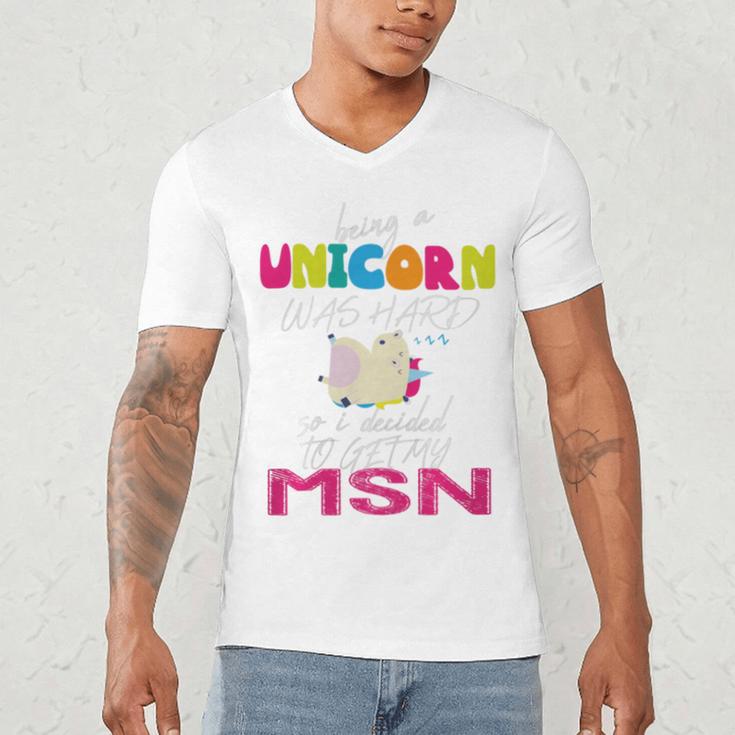 Nurse MSN Graduation Unicorn T-Shirt Nursing School Men's V-Neck T-Shirt