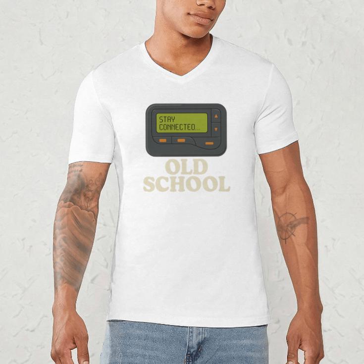 Old School 90s Pager Retro Nostalgia Vintage Tech Gen Men's V-Neck T-Shirt Old School 90s Pager Retro Nostalgia Vintage Tech Gen Men's V-Neck T-Shirt