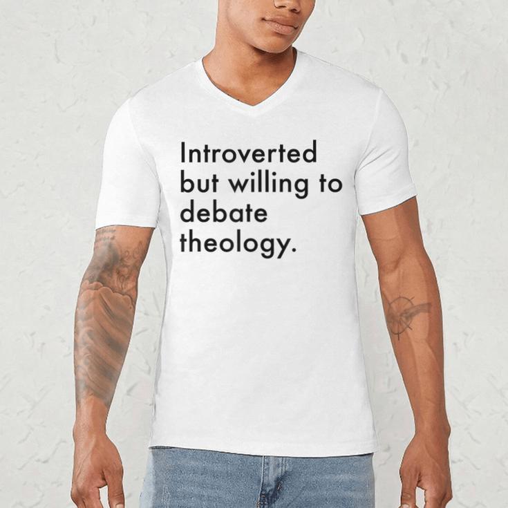 Theology Introvert Christian Conversation Starters Men's V-Neck T-Shirt Theology Introvert Christian Conversation Starters Men's V-Neck T-Shirt