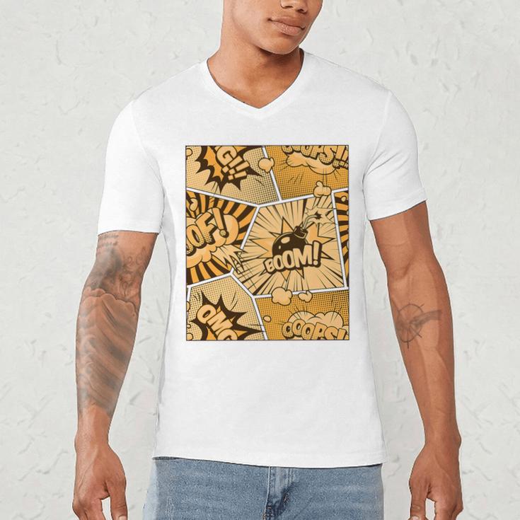 Orange Comic Book Orange Color Graphic Premium Tri-Blend Men's V-Neck T-Shirt