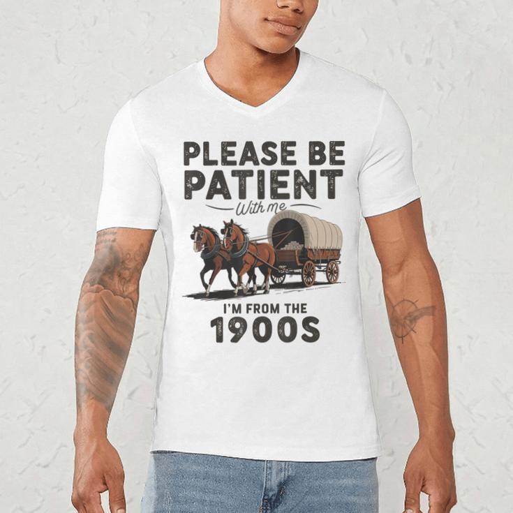 Be Patient With Me I'm From The 1900s Horse-Drawn Wagon Men's V-Neck T-Shirt