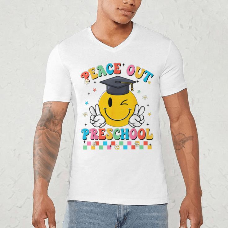 Peace Out Preschool Graduation Last Day Teachers Boys Girls Men's V-Neck T-Shirt