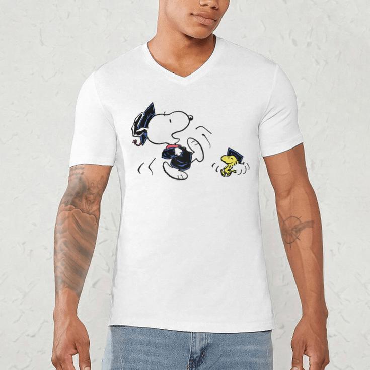 Peanuts Graduation Squad Snoopy Woodstock Raglan Baseball Tee Men's V-Neck T-Shirt