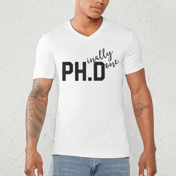 PhD Shirt Phinally Finally Done Graduation Her Men's V-Neck T-Shirt
