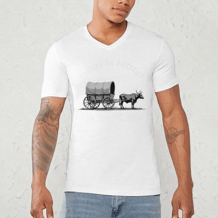 Please Be Patient I'm From The 1900s Oxen And Wagon Premium Men's V-Neck T-Shirt