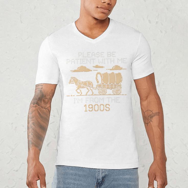 Please Be Patient I'm From The 1900s Retro Pixel Horse Wagon Premium Men's V-Neck T-Shirt