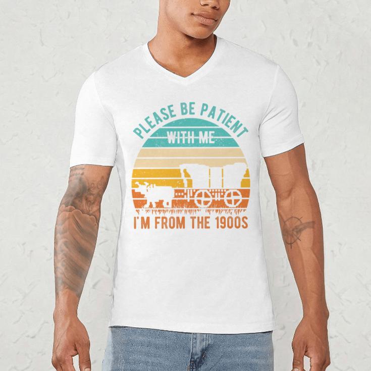 PLEASE BE PATIENT I'M FROM THE 1900s Vintage 1900s 90s Premium Tri-Blend Men's V-Neck T-Shirt PLEASE BE PATIENT I'M FROM THE 1900s Vintage 1900s 90s Premium Tri-Blend Men's V-Neck T-Shirt