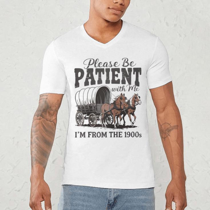 Please Be Patient With Me I'm From The 1900s Vintage Raglan Baseball Tee Men's V-Neck T-Shirt
