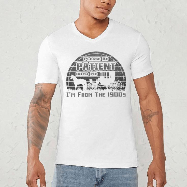 Please Be Patient With Me I'm From The 1900s Vintage Retro Raglan Baseball Tee Men's V-Neck T-Shirt Please Be Patient With Me I'm From The 1900s Vintage Retro Raglan Baseball Tee Men's V-Neck T-Shirt