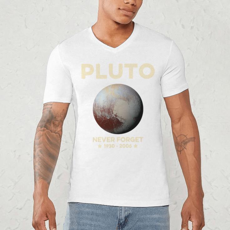 Pluto Never Forget 1930-2006 Planet Space Science Nostalgia Premium Tri-Blend Men's V-Neck T-Shirt