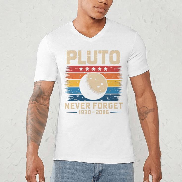 Pluto Never Forget Space Nostalgia Astronomy Humor Men's V-Neck T-Shirt Pluto Never Forget Space Nostalgia Astronomy Humor Men's V-Neck T-Shirt