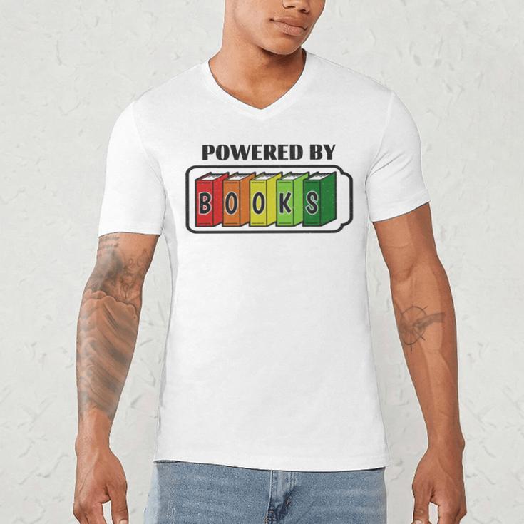 Powered By Books Bookworm Librarian Reading Men's V-Neck T-Shirt Powered By Books Bookworm Librarian Reading Men's V-Neck T-Shirt