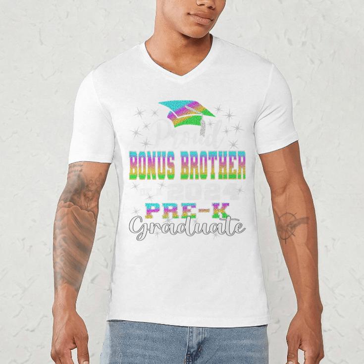 Proud Bonus Brother Of PreK School Graduate 2024 Graduation Premium Men's V-Neck T-Shirt