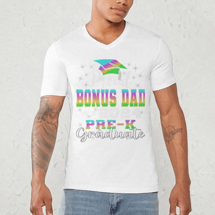 Proud Bonus Dad Of PreK School Graduate 2024 Graduation Premium Men's V-Neck T-Shirt