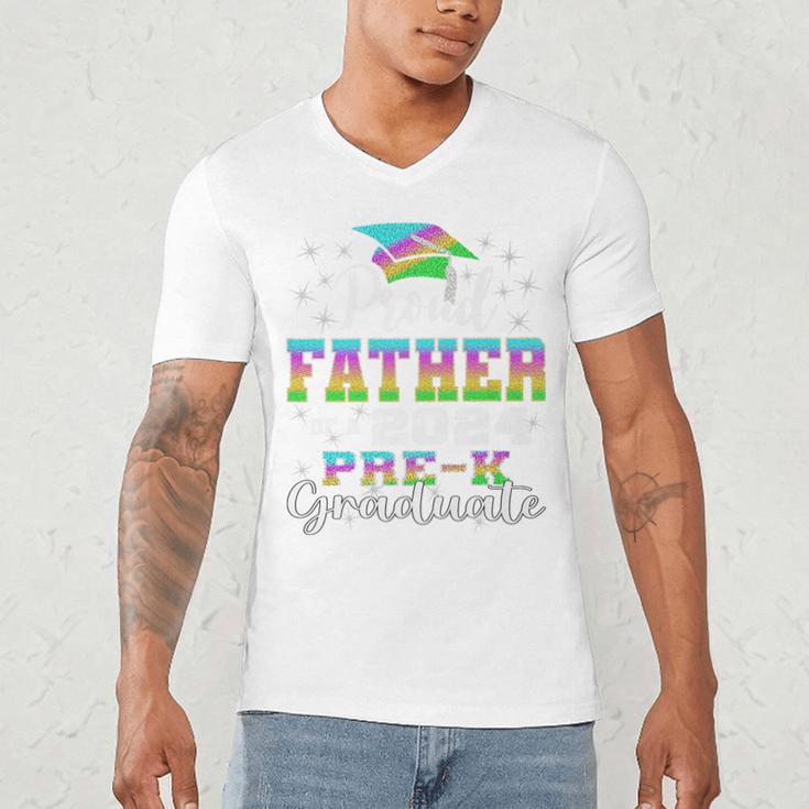 Proud Father Of PreK School Graduate 2024 Graduation Father Premium Men's V-Neck T-Shirt