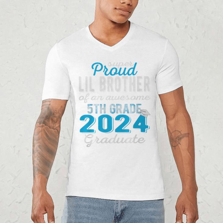 Proud Little Brother Of 5th Grade Graduate 2024 Graduation Premium Men's V-Neck T-Shirt