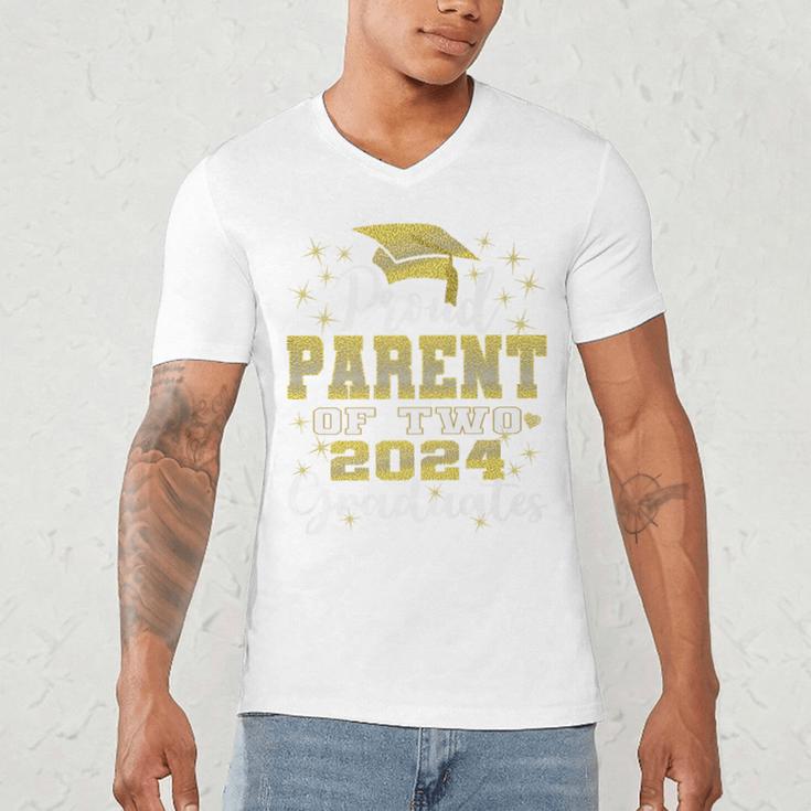 Proud Parent Of Two 2024 Graduate Class 2024 Graduation Premium Men's V-Neck T-Shirt