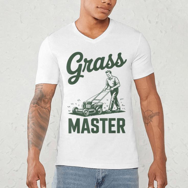 Push Lawn Mower Legend Grass Master Dad Mowing Men's V-Neck T-Shirt