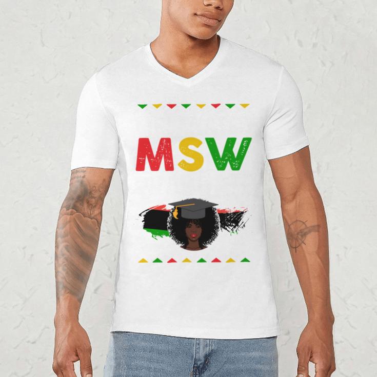 Queen MSW Social Work Grads Masters Graduation Men's V-Neck T-Shirt