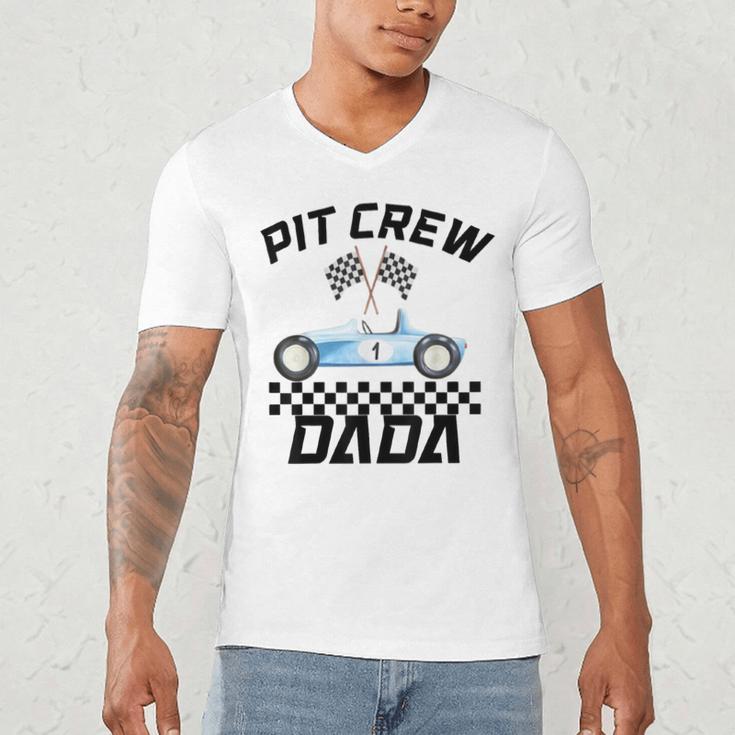 Race Car Racing Family Dada Pit Crew Birthday Party Men's V-Neck T-Shirt