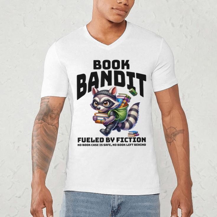 Racoon-Bookworm-Book Bandit-Fueled By Fiction Men's V-Neck T-Shirt
