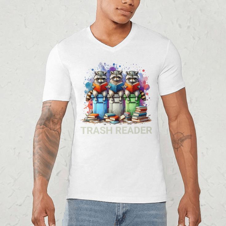 Racoons Trash Reader Book Lover Romantic Novels Premium Men's V-Neck T-Shirt