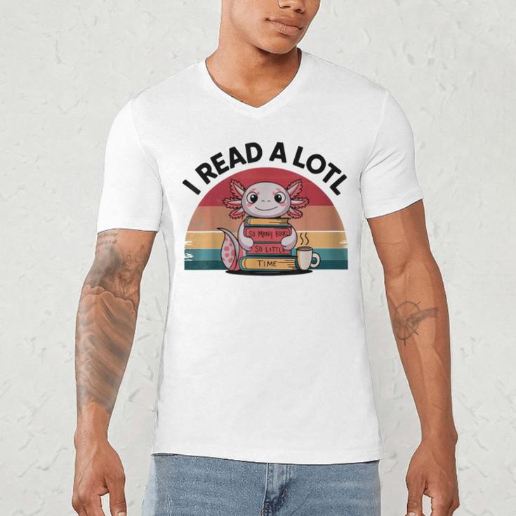 I Read Alotl Axolotl Retro Reading Books Lover Vintage Men's V-Neck T-Shirt I Read Alotl Axolotl Retro Reading Books Lover Vintage Men's V-Neck T-Shirt