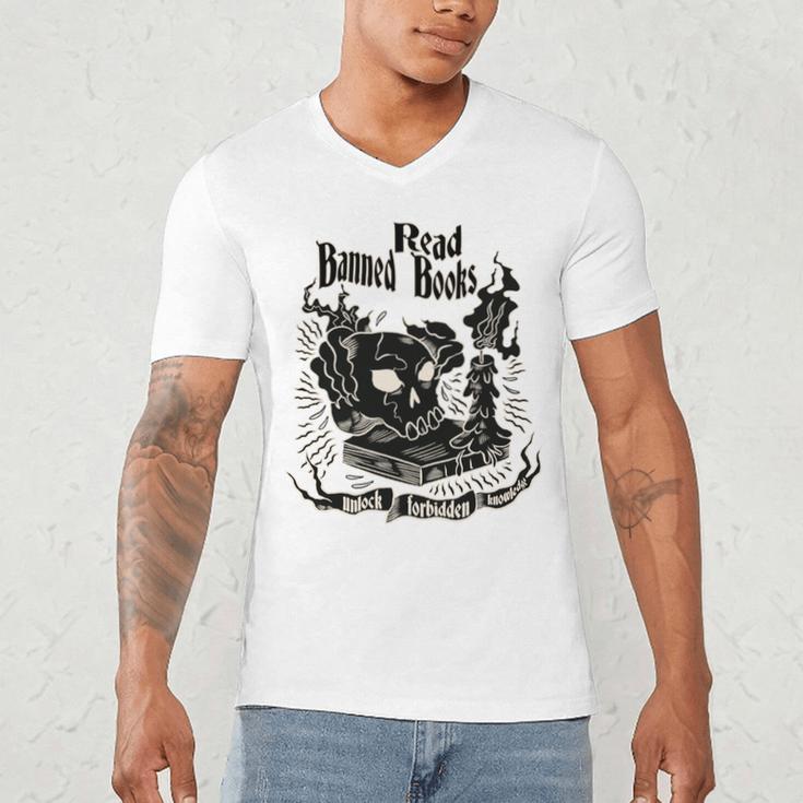 Read Banned Books Unlock Forbidden Knowledge Men's V-Neck T-Shirt Read Banned Books Unlock Forbidden Knowledge Men's V-Neck T-Shirt