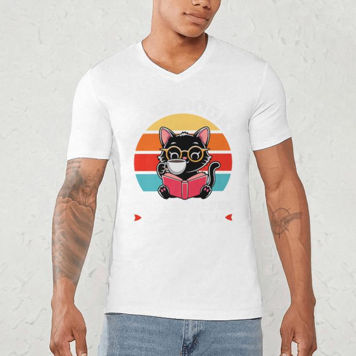 Read Books Drink Coffee Fight Evil Cat Premium Men's V-Neck T-Shirt