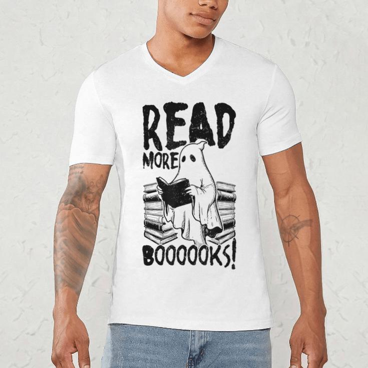 Read More Books Ghost Halloween Reading Teacher Literacy Men's V-Neck T-Shirt Read More Books Ghost Halloween Reading Teacher Literacy Men's V-Neck T-Shirt