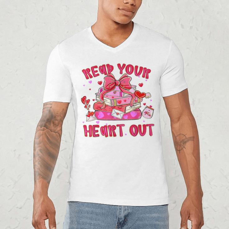 Read Your Heart Out Teacher Valentine Reading Book Lover Men's V-Neck T-Shirt