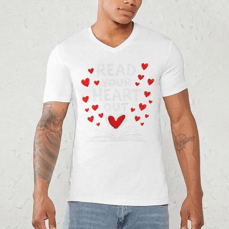 Read Your Heart Out Valentine Book Lover Reading Teacher Men's V-Neck T-Shirt Read Your Heart Out Valentine Book Lover Reading Teacher Men's V-Neck T-Shirt