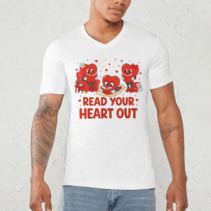 Read Your Heart Out Valentine Teacher Bookworm Lover Men's V-Neck T-Shirt