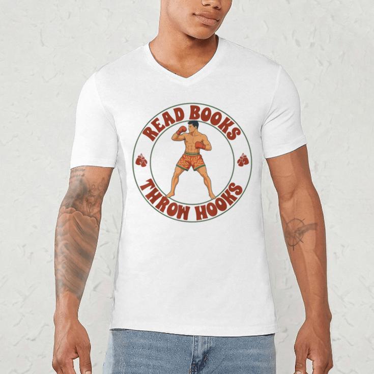 Reading Book Lover Boxer Boxing Lover Read Books Throw Hooks Men's V-Neck T-Shirt Reading Book Lover Boxer Boxing Lover Read Books Throw Hooks Men's V-Neck T-Shirt