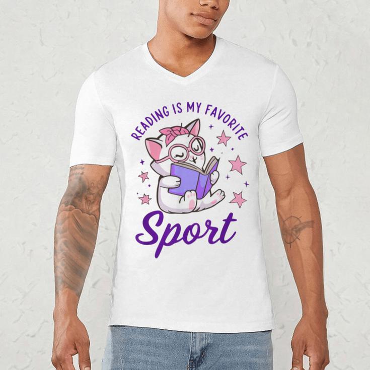 Reading Is My Favorite Sport Saying Quote Book Lovers Men's V-Neck T-Shirt