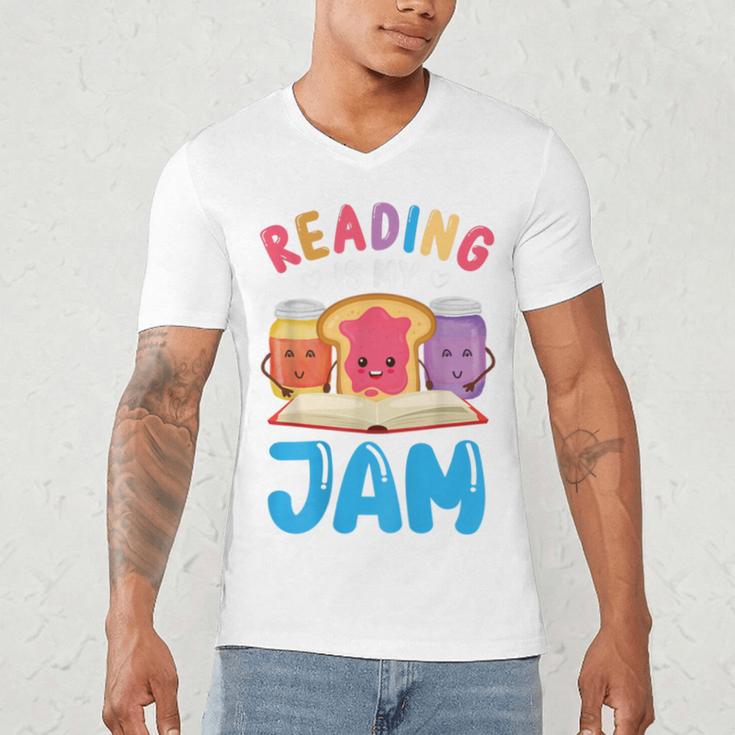 Reading Is My Jam I Love To Read Books Boy Girl Men's V-Neck T-Shirt Reading Is My Jam I Love To Read Books Boy Girl Men's V-Neck T-Shirt