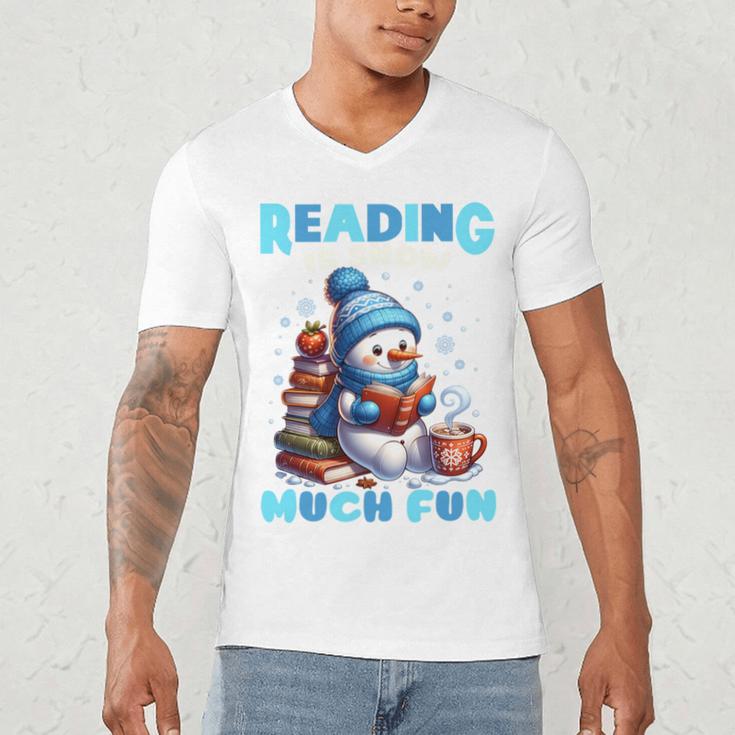 Reading Is Snow Much Fun Christmas Xmas Book Reading Men's V-Neck T-Shirt