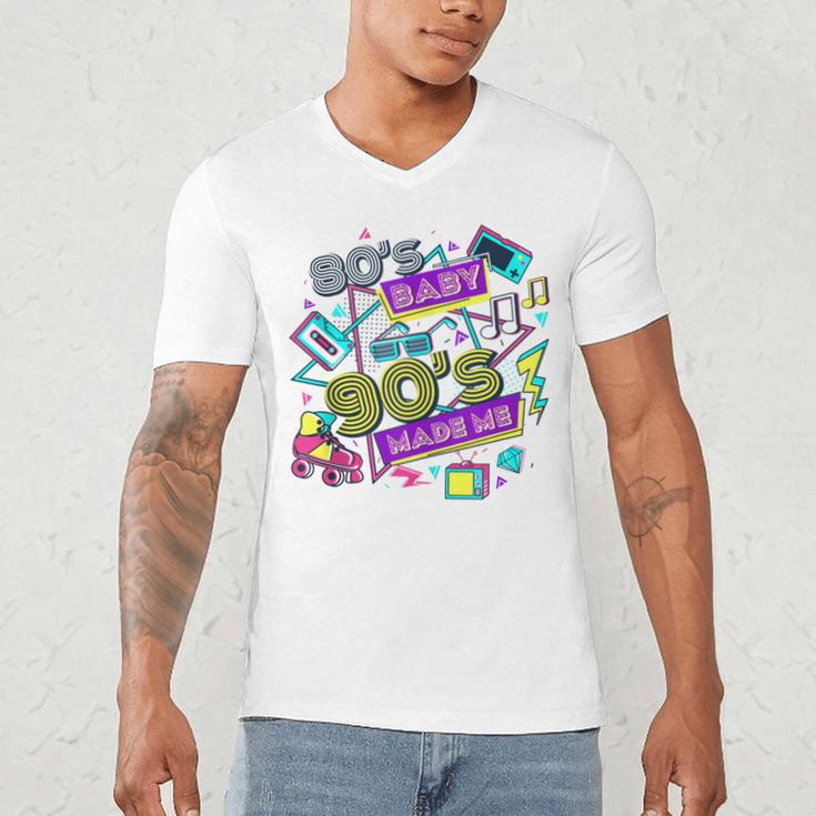 Retro 1980s 80's Baby 1990s 90's Made Me Vaporwave Nostalgia Men's V-Neck T-Shirt
