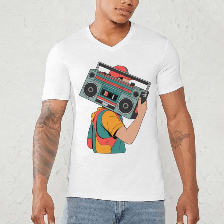 Retro 90s Boombox Nostalgia Party For Music Lovers Men Women Men's V-Neck T-Shirt