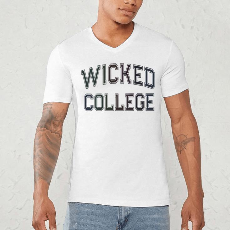 Retro Anti Social WICKED COLLEGE Introvert Stay Away From Me Men's V-Neck T-Shirt