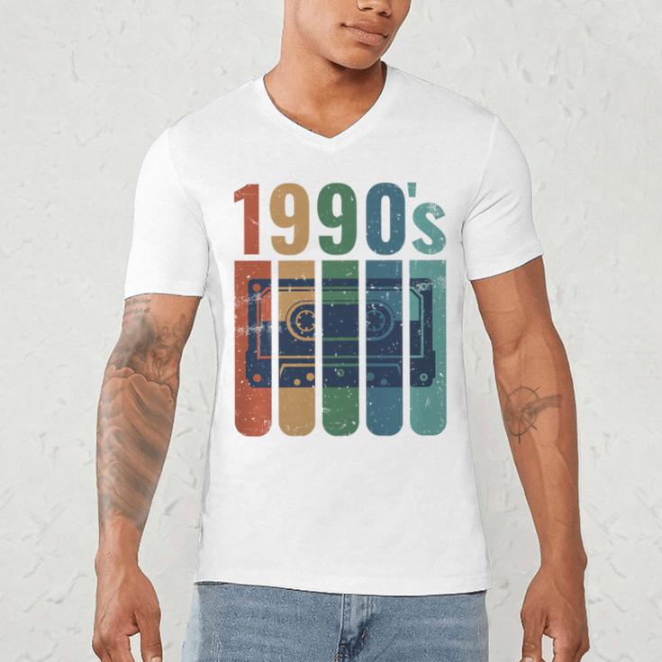 Retro Nineties Style Audio Tape Nostalgia Year 1990 Premium Tri-Blend Men's V-Neck T-Shirt