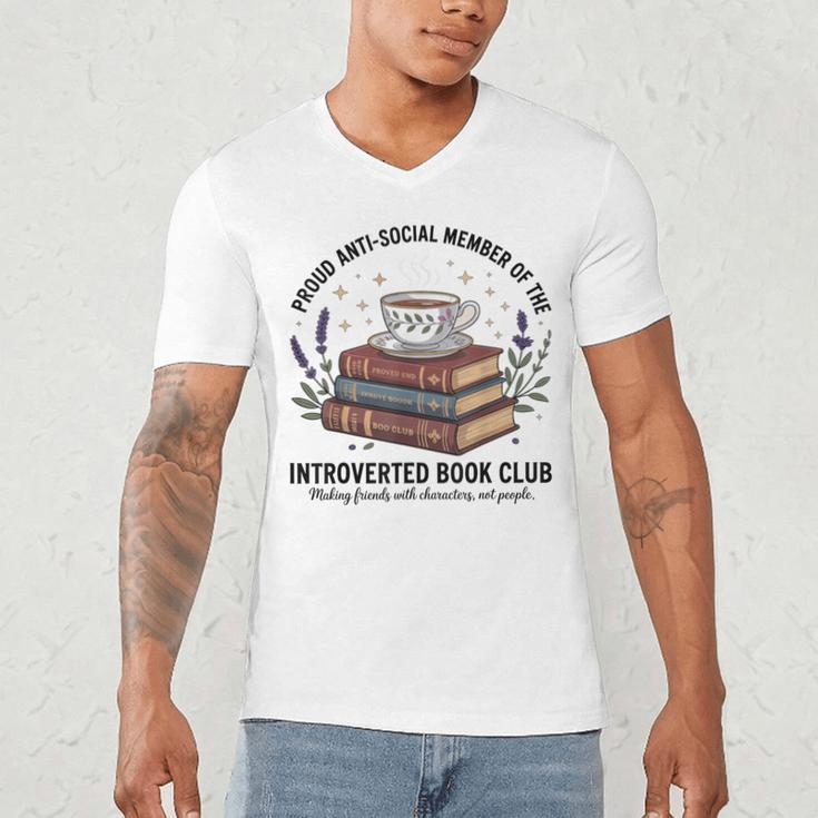 Retro Proud Introverted Book Club Anti Social Reader Men's V-Neck T-Shirt